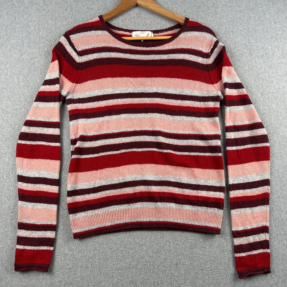 H&M Sweater Womens S L.O.G.G. Red Pink Striped Crewneck Knit Pullover H&M